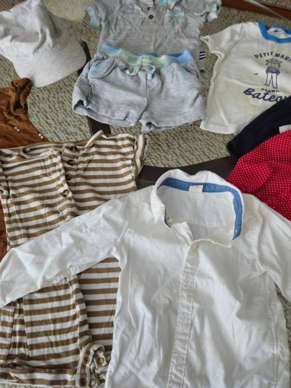 Lot of boys 18 mo. summer clothes. LouLou, Petit Bateau, Splendid, H&M brands.
